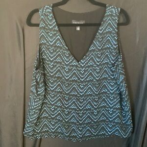 Premise Rachel Chevron Patterned Blue and Black Blouse